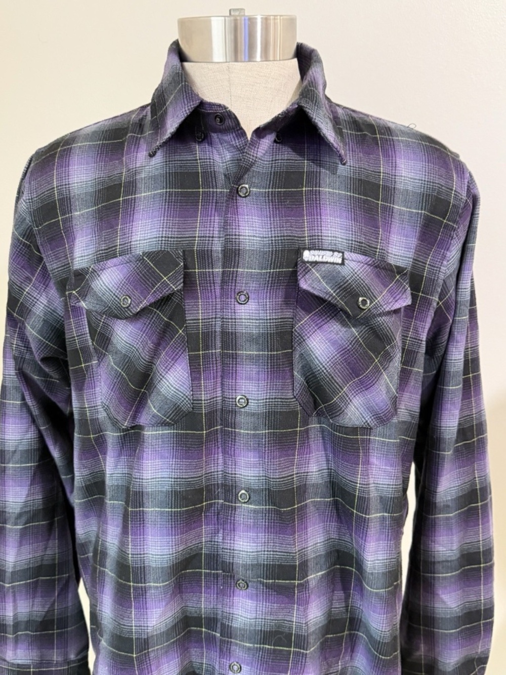 Dixxon Flannel 97 Ballistic BJ Baldwin Plaid Shirt Purple Black - Large